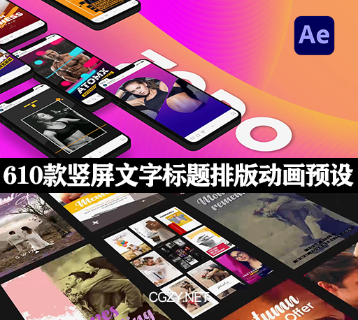 AE脚本|610款INS竖屏广告文字标题字幕图片排版动画预设-Instagram Stories Big Pack