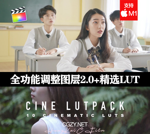 FCPX插件|全功能调整图层2.0横竖两版插件 支持10.5和M1+精选LUT