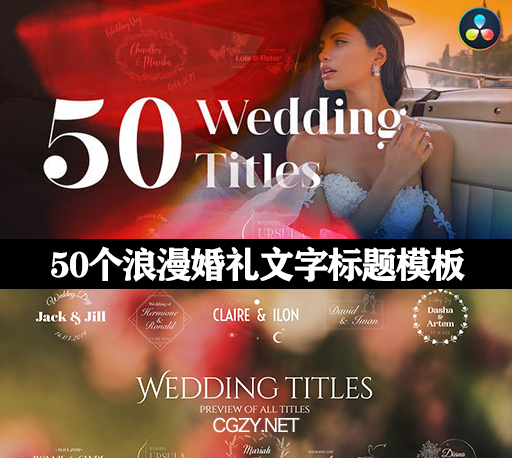 达芬奇模板|50个浪漫婚礼文字标题下载-Wedding Titles