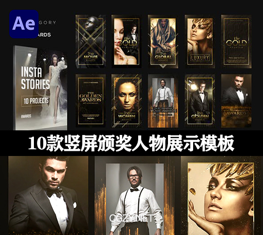 AE模板|10款竖屏颁奖典礼封面宣传人物展示模板-Awards Instagram Stories