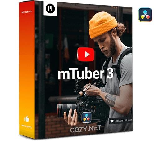 达芬奇插件|84组社交媒体短视频视频创作标题图标转场编辑工具包 MotionVFX mTuber 3