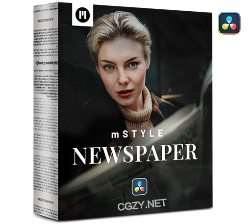 达芬奇插件|复古新闻头条报纸效果标题排版转场预设 MotionVFX – mStyle Newspaper