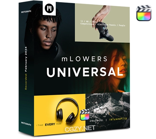 中英双语-FCPX插件|71种简约复古电影感科技毛刺社交媒体文字标题字幕条动画预设 MotionVFX – mLowers Universal