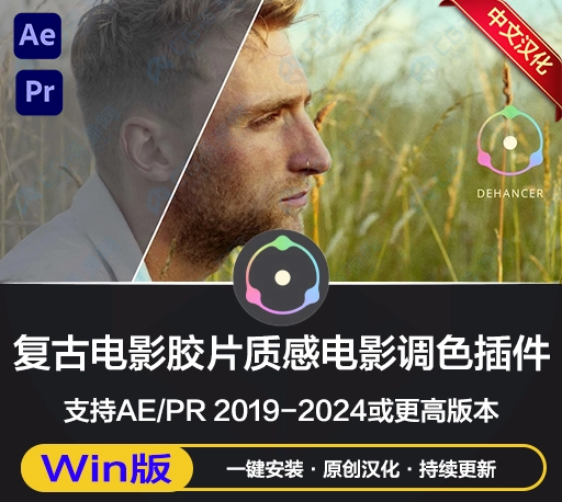 中文汉化-AE/PR插件|复古电影胶片质感噪点颗粒调色插件 Dehancer Pro v7.1.1 Win