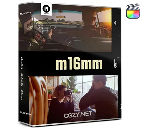 FCPX插件|30种复古怀旧电影胶片边框刮痕颗粒效果 MotionVFX m16mm