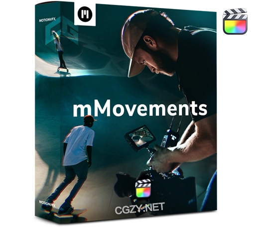 FCPX插件|50种模拟摄像机移动旋转缩放拉伸镜头畸变抖动运镜动画预设 MotionVFX mMovements