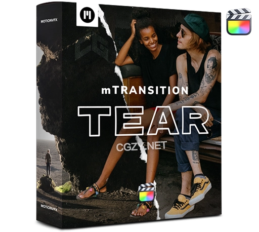 FCPX插件|50种动态纸张撕裂拼贴效果转场预设 MotionVFX mTransition Tear