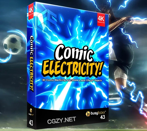 4K视频素材|80个卡通动漫能量电流闪电特效合成素材 BBV43 Comic Electricity