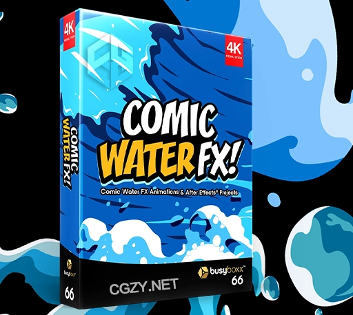 4K视频素材|109组卡通动漫流体液体飞溅波浪形状MG动画素材 含透明通道+AE模板 BBV66 Comic Water FX