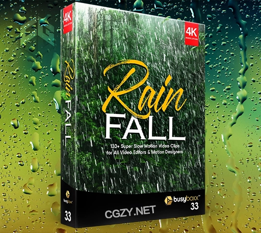 4K视频素材|133个雨珠水滴雨落下雨特效素材 BBV33 Rain Fall