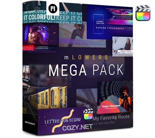 FCPX插件|131组精美设计人名字幕条文字标题动画预设 MotionVFX mLowers Mega Pack