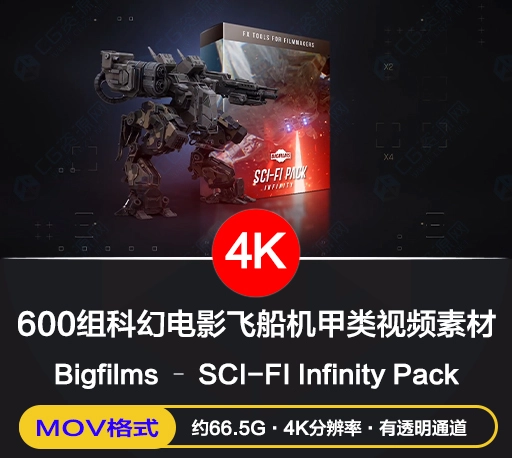 600种科幻电影太空飞船机甲机器人无人机激光HUD环境4K视频素材 Bigfilms – SCI-FI Infinity Pack