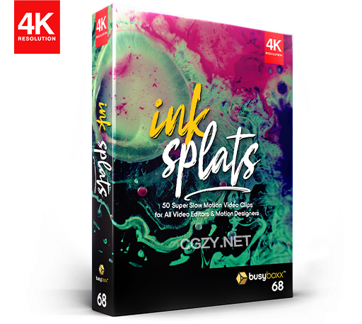 4K视频素材|50个创意水彩墨水墨滴落飞溅散开动画背景 BusyBoxx – V68: Ink Splats