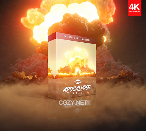 4K视频素材|150多个好莱坞电影世界末日龙卷风核爆炸流星闪电沙暴海啸视觉特效包 Bigfilms APOCALYPSE Pack