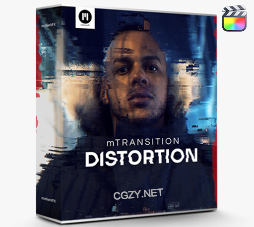 中文汉化FCPX插件|50种动态扭曲拉伸画面失真毛刺故障变形转场预设 MotionVFX mTransition Distortion