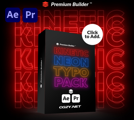 AE/PR脚本|122种动态霓虹发光文字标题排版动画预设 Kinetic Neon Typo Pack