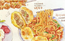 欧阳贝钢笔淡彩美食手帐班【画质高清有资料】
