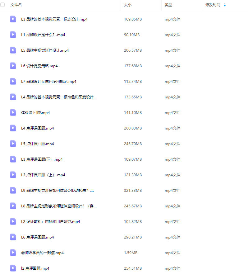 王胤卓品牌视觉设计大师课【画质不错只有视频】