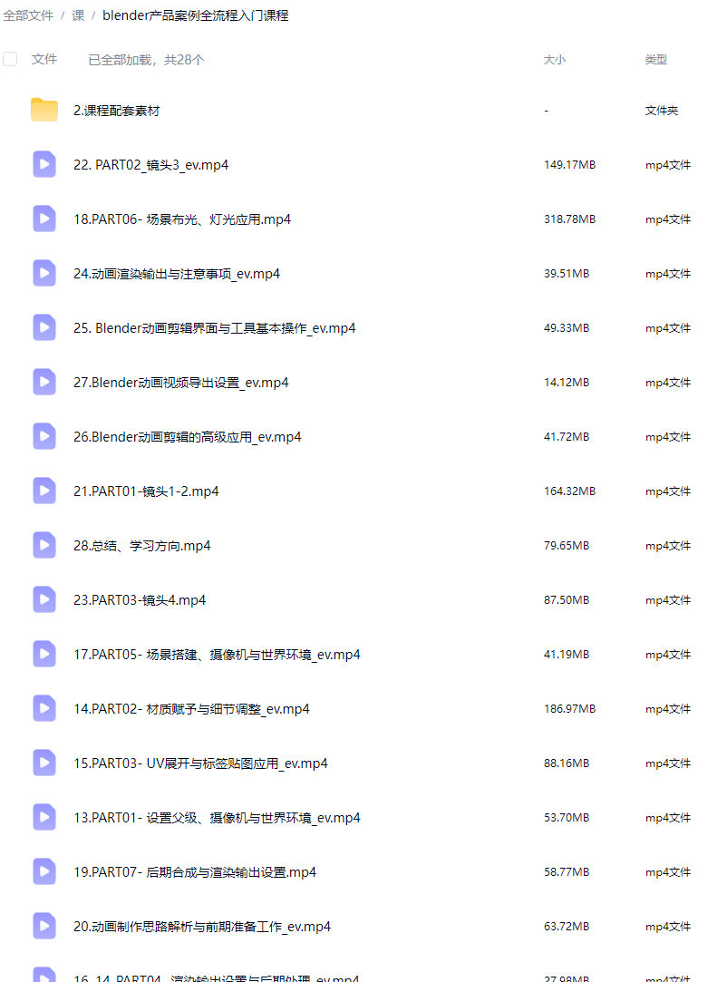 Blender产品案例全流程入门课程2024【画质高清有素材】