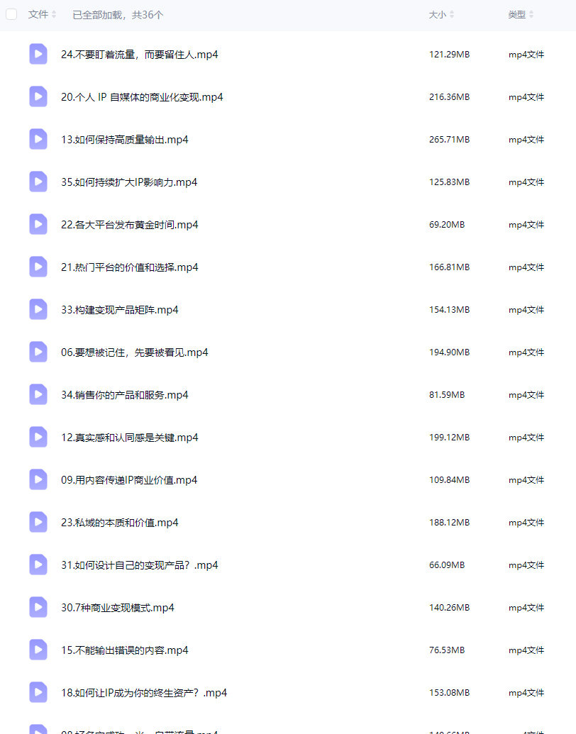 从0-1打造个人品牌36节实战篇【画质高清只有视频】