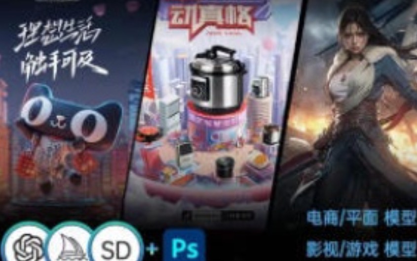 光影魔方敲爱PS的杰杰瑞-MJ+SD+PS人工智能商业AI模型课工作篇【画质高清有素材】