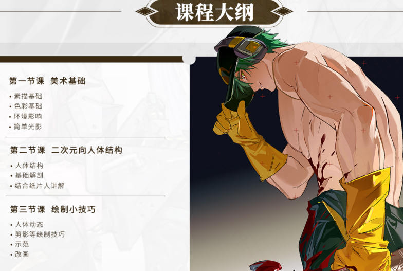 四次元铁锈二次元成男肌肉绘制课程2025【画质高清有课件】