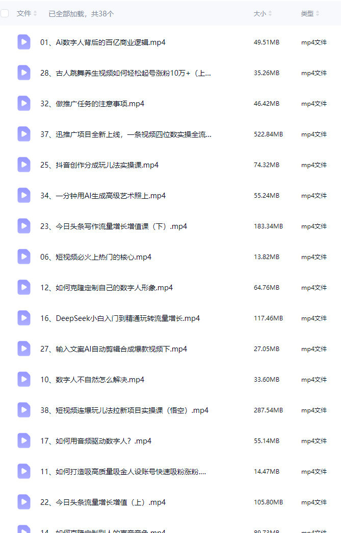 龙达传媒短视频即梦AI实战变现课2025【画质不错只有视频】