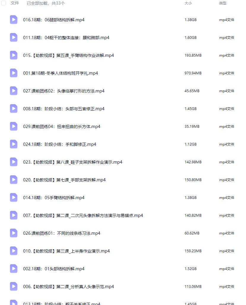 画画的春哥第18期人体结构基础课【画质高清只有视频】