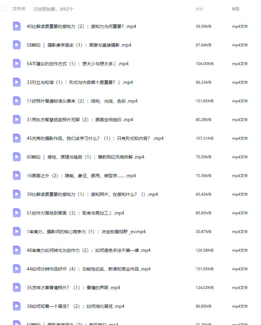 韩松给摄影师的审美必修课【画质高清只有视频】