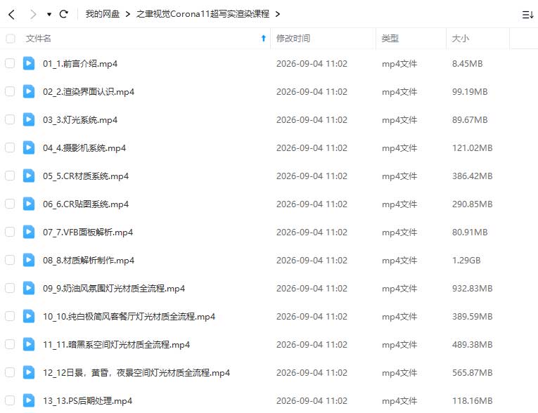 之聿视觉Corona11超写实渲染课程(画质清晰无素材)