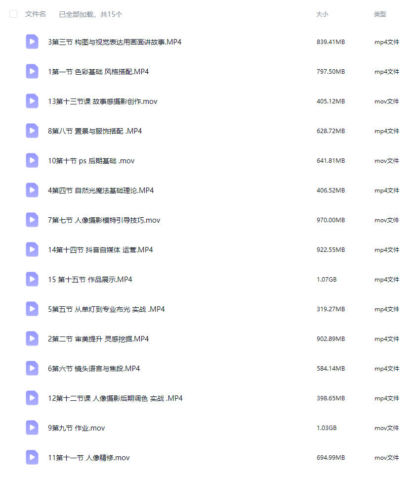 麻薯摄影课第1期2025【画质高清只有视频】