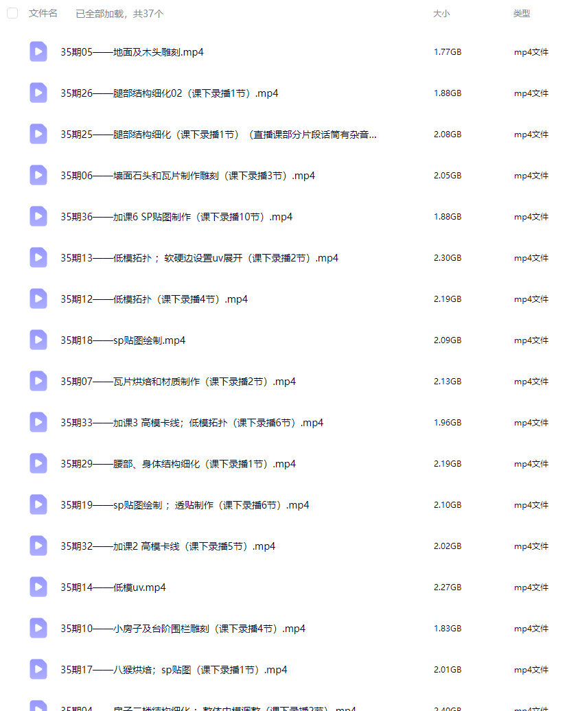 云普集3D游戏建模次世代场景班第35期【画质高清只有视频】