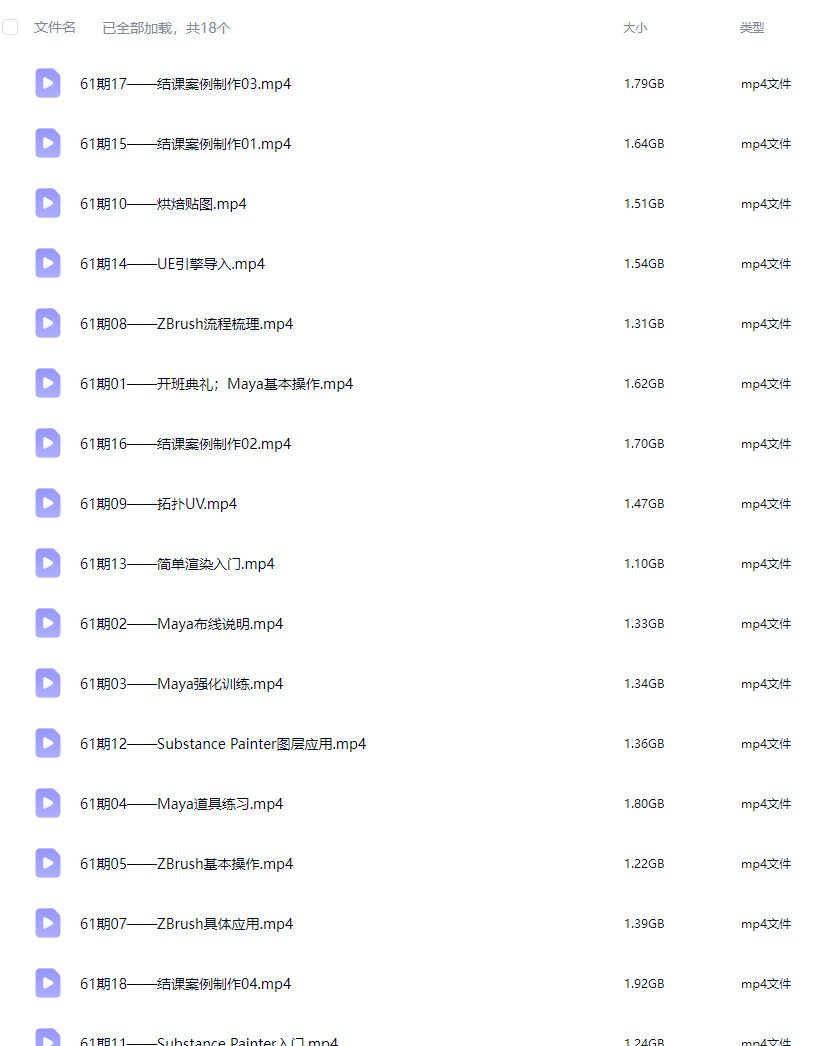 云普集3D游戏建模次世代基础班第61期【画质高清只有视频】