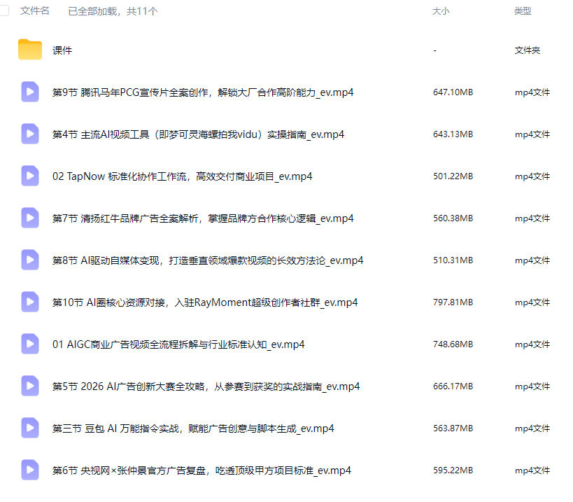锐童学AIGC广告视频实战第3期2026【画质高清有课件】