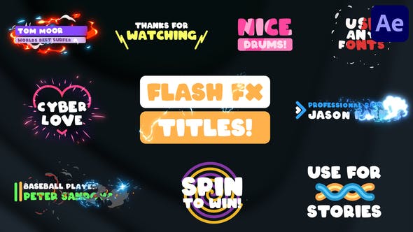 AE模板|10种动漫卡通电流烟火能量爆炸文字标题动画 Flash FX Titles AE模板|10种动漫卡通电流烟火能量爆炸文字标题动画 Flash FX Titles