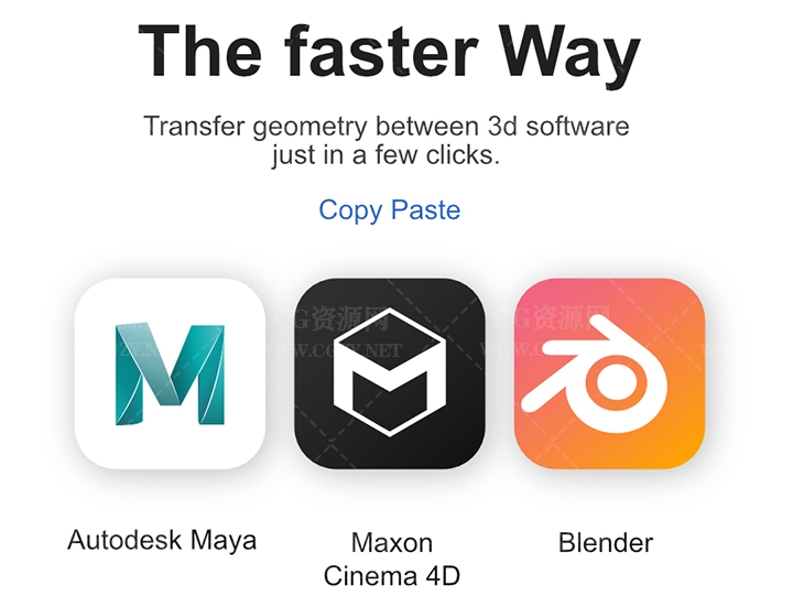 C4D/Blender/Maya快速复制粘贴模型互导插件-Quick Copy Paste C4D/Blender/Maya快速复制粘贴模型互导插件-Quick Copy Paste