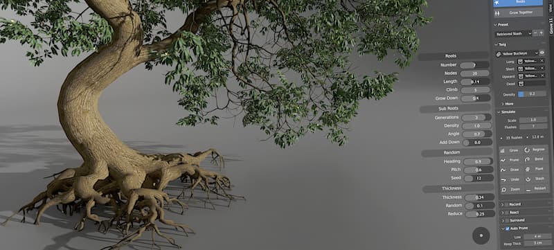 Blender模拟树根枝叶生长动画插件 The Grove 11 Blender模拟树根枝叶生长动画插件 The Grove 11