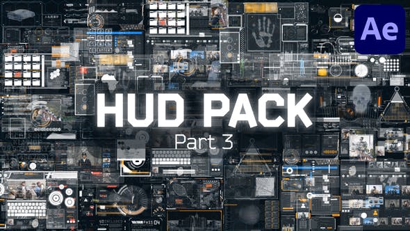 AE模板|18种高科技HUD全息屏幕元素UI动画 HUD Pack 3 AE模板|18种高科技HUD全息屏幕元素UI动画 HUD Pack 3