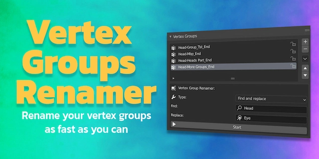 Blender插件|定点组批量重命名工具 Vertex Groups Renamer – Vgr Blender插件|定点组批量重命名工具 Vertex Groups Renamer – Vgr