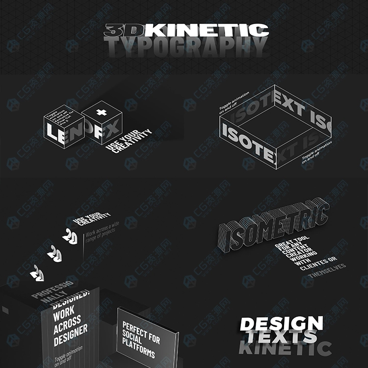 FCPX插件|20种三维动力学文字标题排版动画预设 3D Kinetic Typography FCPX插件|20种三维动力学文字标题排版动画预设 3D Kinetic Typography