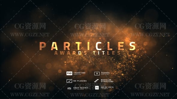 AE模板|金色粒子文字标题开场片头模板-Particles Awards Titles AE模板|金色粒子文字标题开场片头模板-Particles Awards Titles