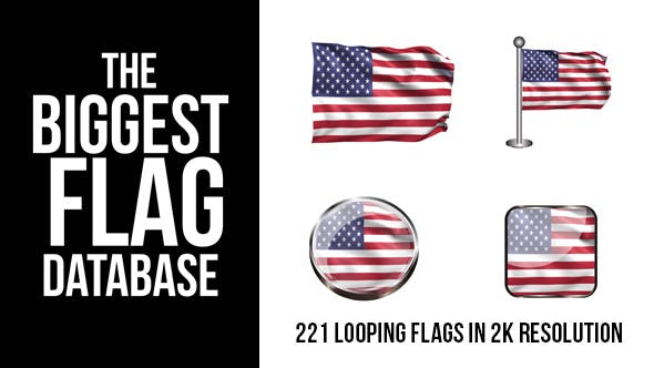 AE模板|221个世界各国国家国旗循环动画 221 Looping World Flags AE模板|221个世界各国国家国旗循环动画 221 Looping World Flags