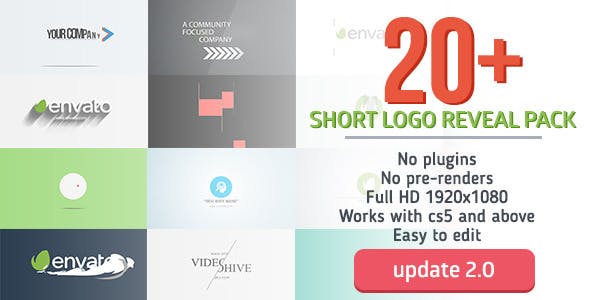 AE模板|20个创意简洁LOGO片头片尾动画 Short Logo Reveal Pack AE模板|20个创意简洁LOGO片头片尾动画 Short Logo Reveal Pack