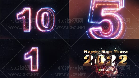 AE模板|2022新年10秒倒计时开场片头模板-New Year Countdown AE模板|2022新年10秒倒计时开场片头模板-New Year Countdown