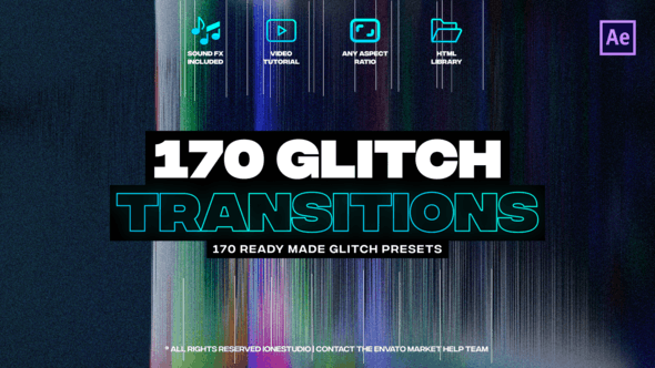 AE模板|170种数字损坏故障干扰失真毛刺VHS转场预设 Glitch Transitions AE模板|170种数字损坏故障干扰失真毛刺VHS转场预设 Glitch Transitions