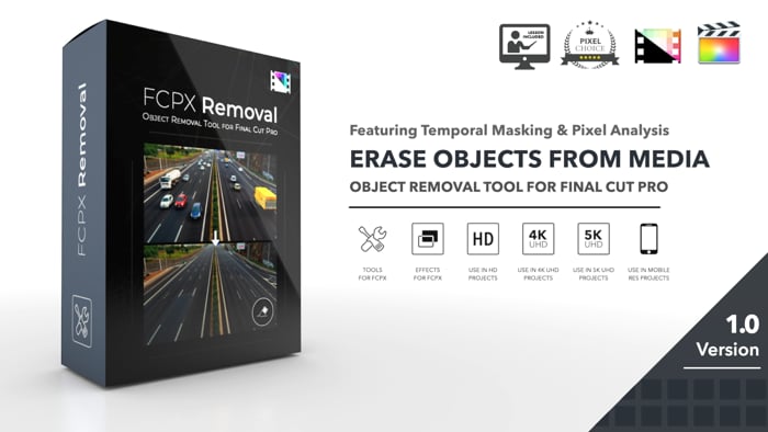 FCPX插件|视频画面动态物体删除自动移除工具 支持M1 FCPX Removal FCPX插件|视频画面动态物体删除自动移除工具 支持M1 FCPX Removal