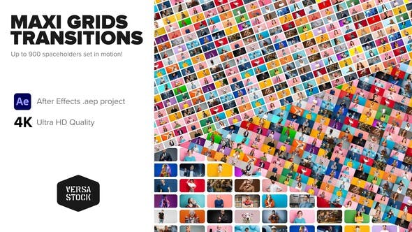 AE模板|大量照片视频墙展示转场过渡效果模板-Maxi Grid Transitions Video Wall 4K AE模板|大量照片视频墙展示转场过渡效果模板-Maxi Grid Transitions Video Wall 4K