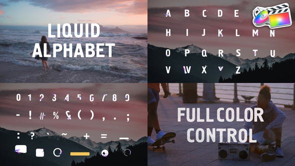 FCPX插件|彩色液体字母数字符号形状动画模板 支持M1 Liquid Alphabet FCPX插件|彩色液体字母数字符号形状动画模板 支持M1 Liquid Alphabet