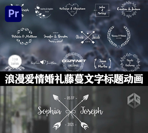 PR模板|14种浪漫爱情婚礼藤蔓文字标题动画 Wedding Titles Pack PR模板|14种浪漫爱情婚礼藤蔓文字标题动画 Wedding Titles Pack