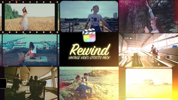 FCPX插件|30个复古电影8mm16mm胶片边框炫光效果预设 Rewind FCPX插件|30个复古电影8mm16mm胶片边框炫光效果预设 Rewind